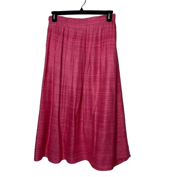 Jaxsport Vintage Womens A Line Midi Skirt Size 12 Pink Pleated Lined Pure Silk - Picture 10 of 13